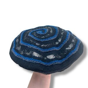 NWT Alessandra Bacci Made In Italy Wool Blue Silver Black Beret